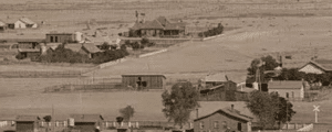 Enlarged detail from a 1904 panorama of Alpine showing the Kincaid-Wade House among the surrounding homes and open landscape.
