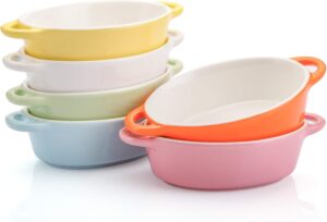 colored ceramic dishes with handles