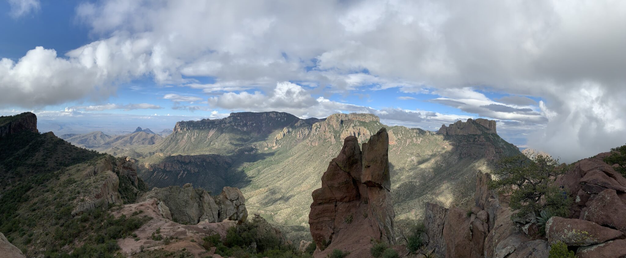 Panormaic view of mountains and clouds