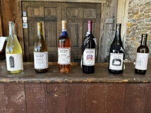 Chateau Wright award-winning wines on display on an outdoor bar