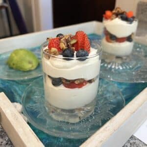 Keto parfait with fresh fruit and granola